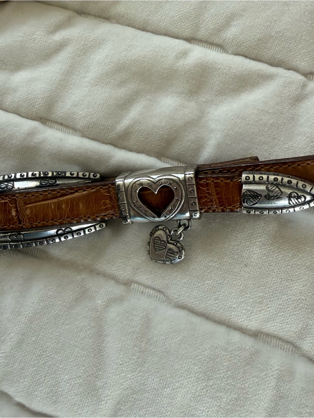 Vintage Brighton Skinny Belt Size M L 32 Brown Croc Embossed Leather Western - Picture 3 of 7